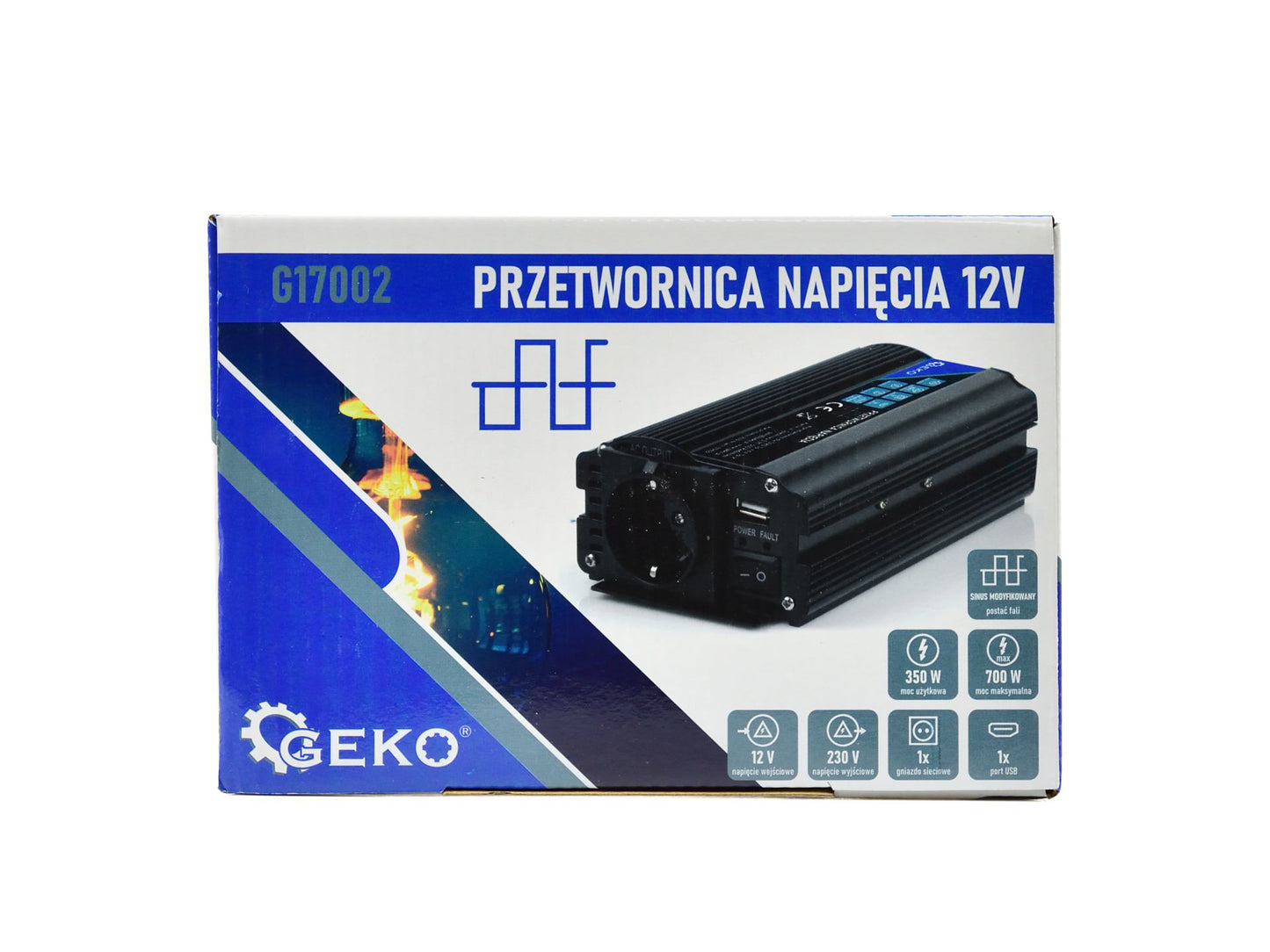 Convertor de tensiune 12V/230V 350/700W, Geko G17002