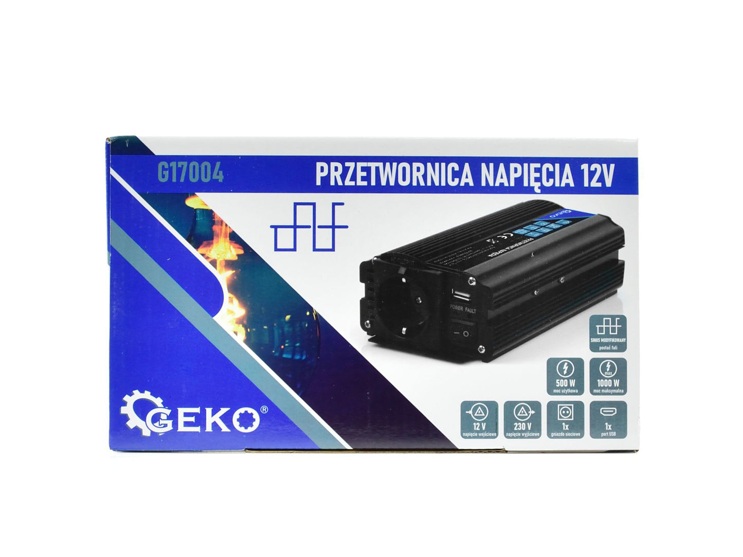 Convertor de tensiune 12V/230V 500/1000W, Geko G17004