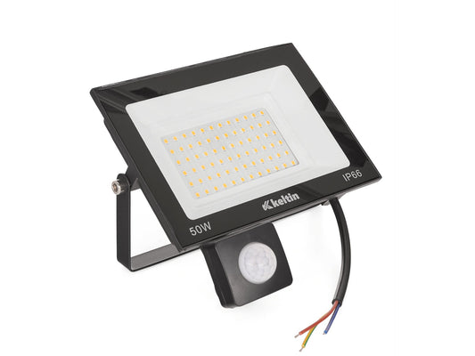 Proiector LED cu senzor de miscare, alb cald, 50 W, 2700K, Keltin K02015