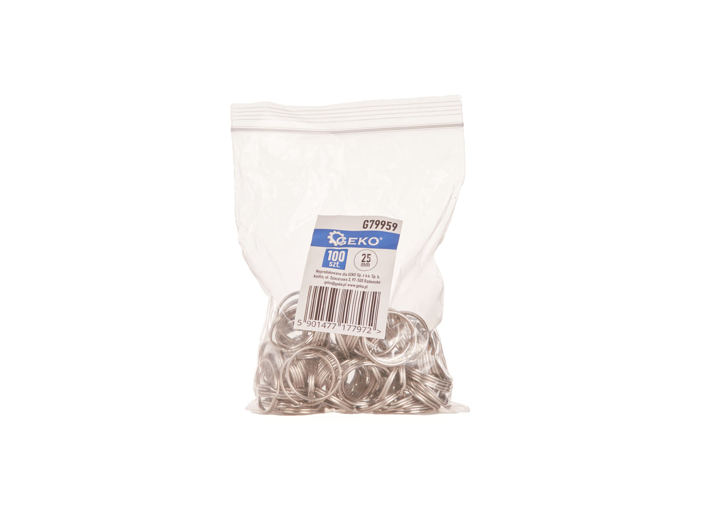 Set inele breloc, 25 mm, 100 elemente, Geko G79959