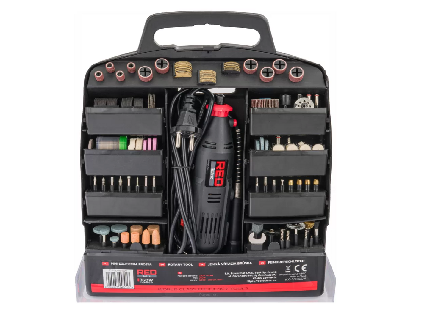 Mini polizor drept cu accesorii, 300 elemente, Red Technic RTSPT0047