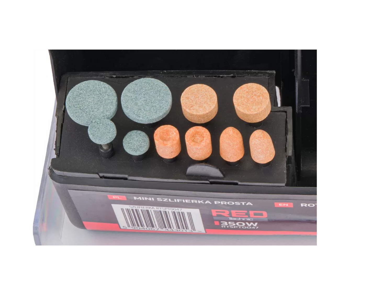 Mini polizor drept cu accesorii, 300 elemente, Red Technic RTSPT0047