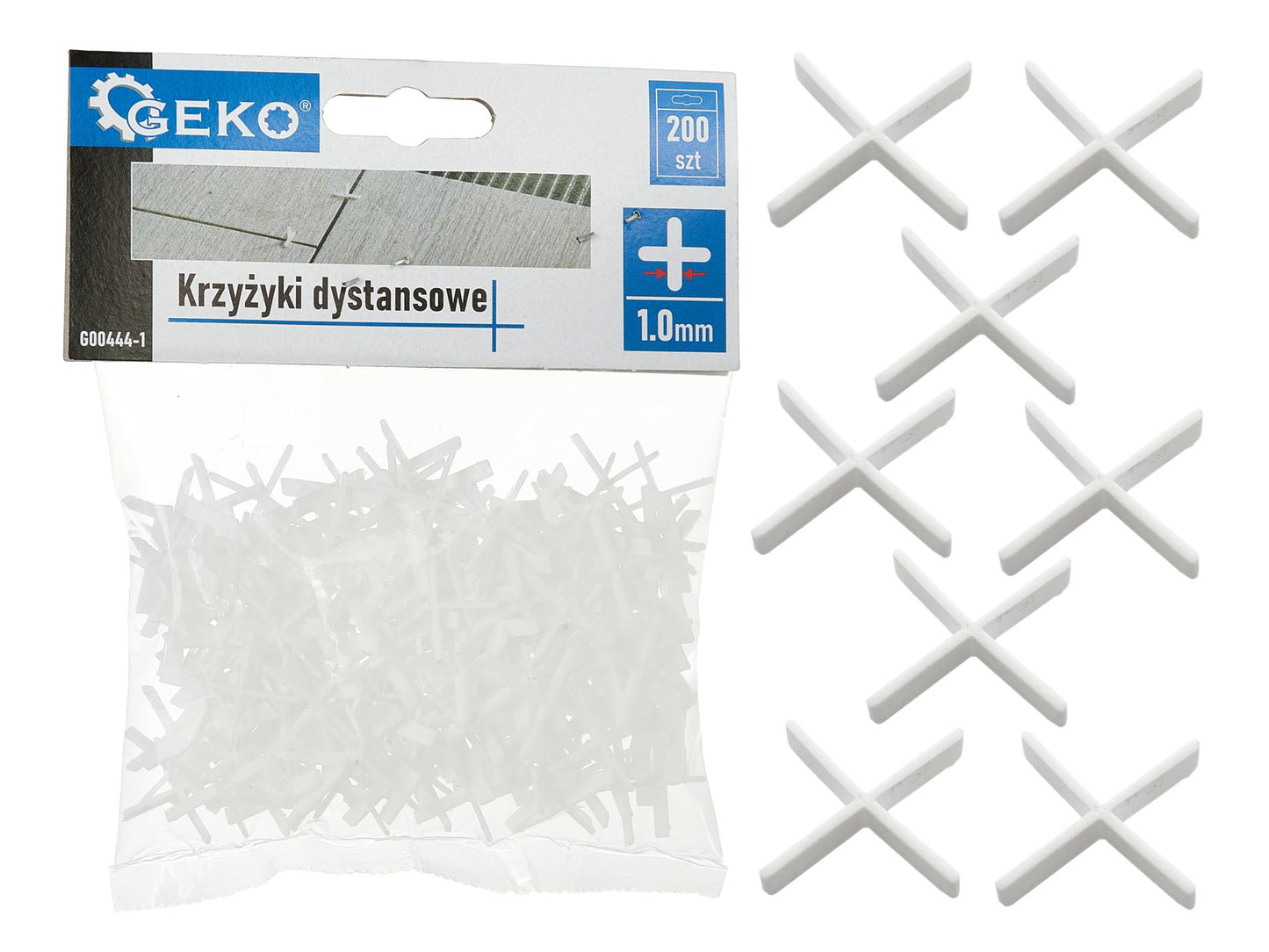 Set distantiere tip cruce pentru gresie si faianta, 1 mm,  200 elemente, Geko G00444-1