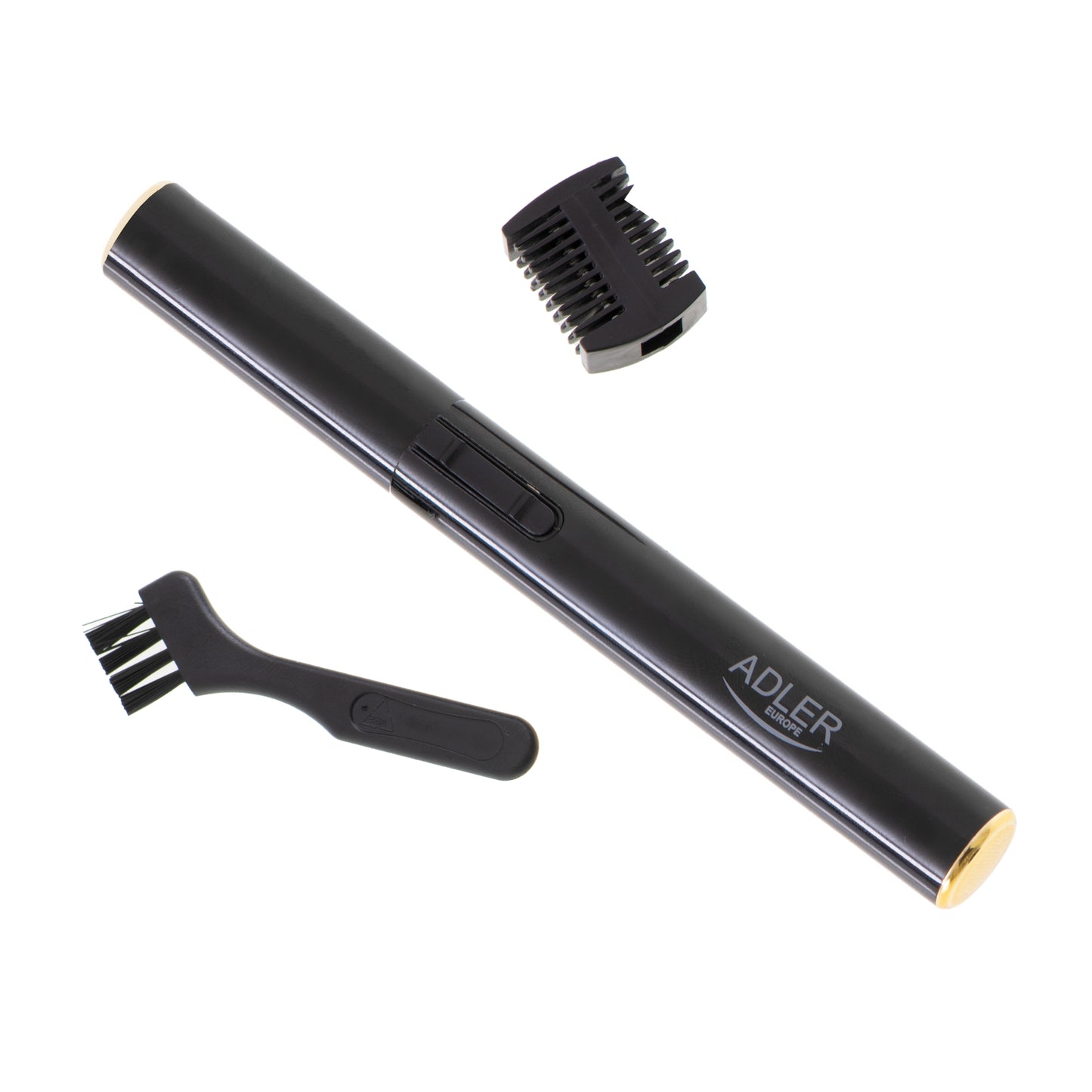 Trimmer pentru sprancene, pieptene cu doua fete, 3,5/1,5 mm, perie, fara fir, negru, Adler AD2934B