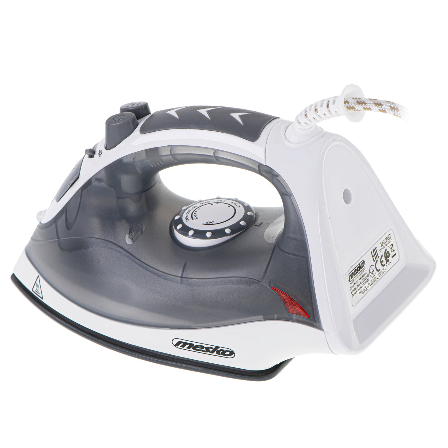Fier de calcat, 2800 W, 170 ml, placa ceramica, calcat vertical, gri, Mesko MS5037