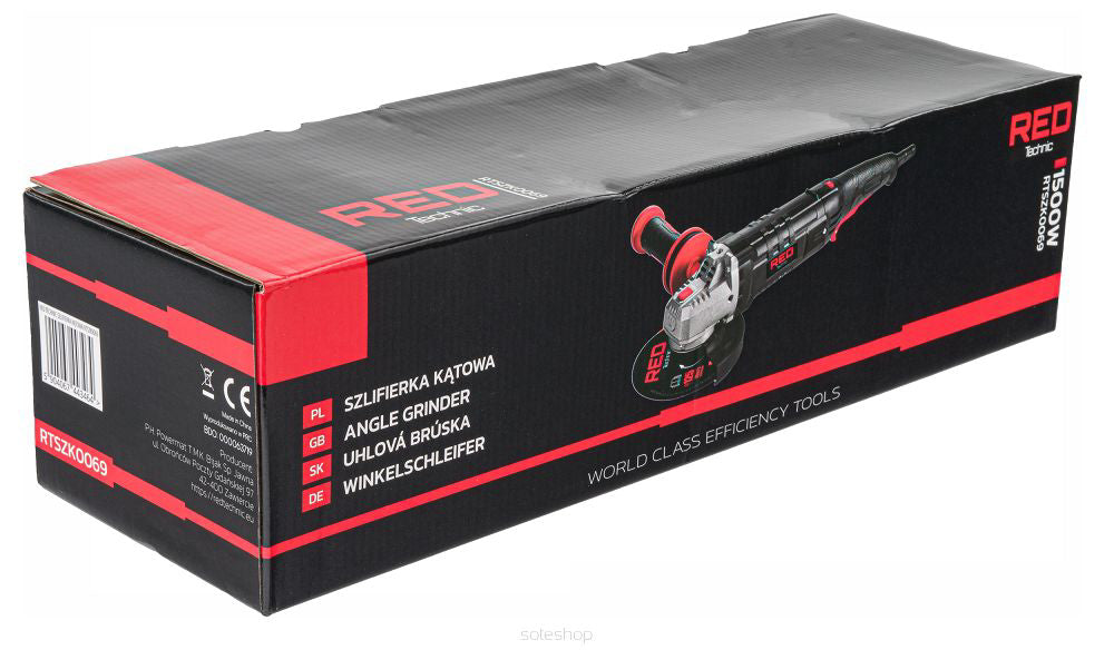 Polizor unghiular, 125 mm, 1500 W, Red Technic RTSZK0069