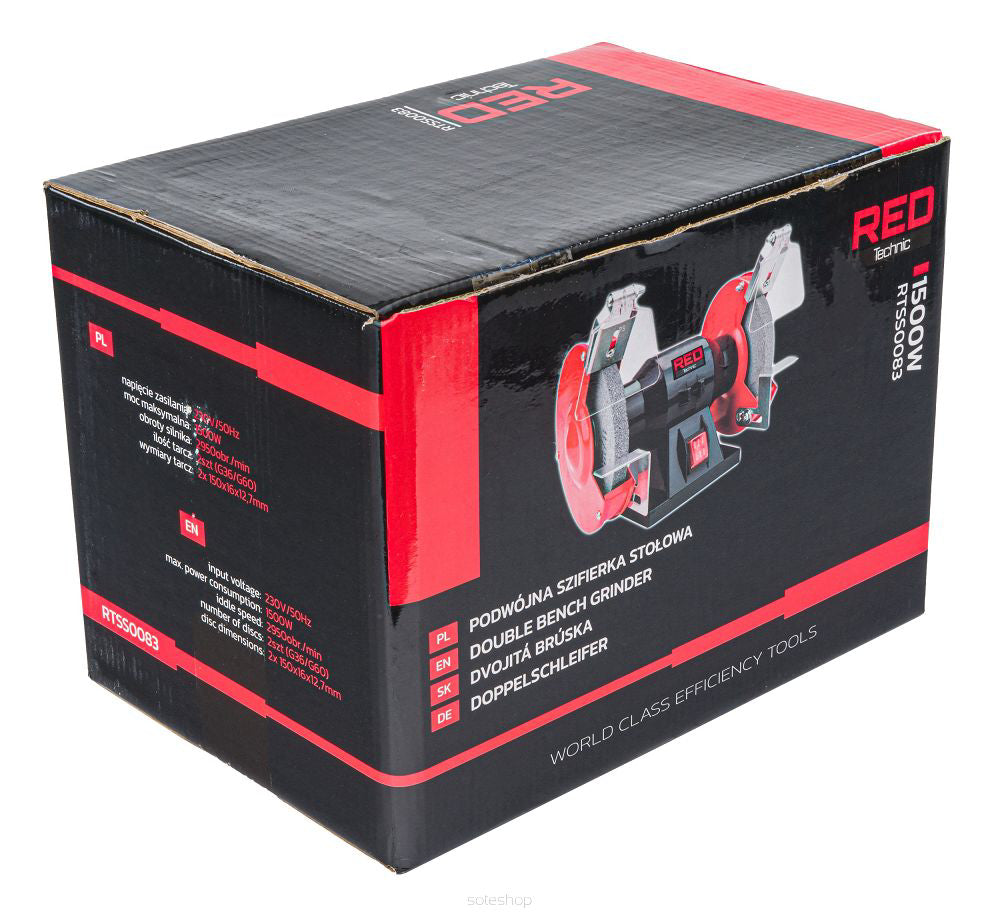 Polizor dublu de banc, 150 mm, 1500 W, Red Technic RTSS0083
