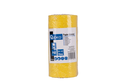 Rola hartie abraziva pentru slefuit, 115 mm x 3 m, P40, Geko G78441
