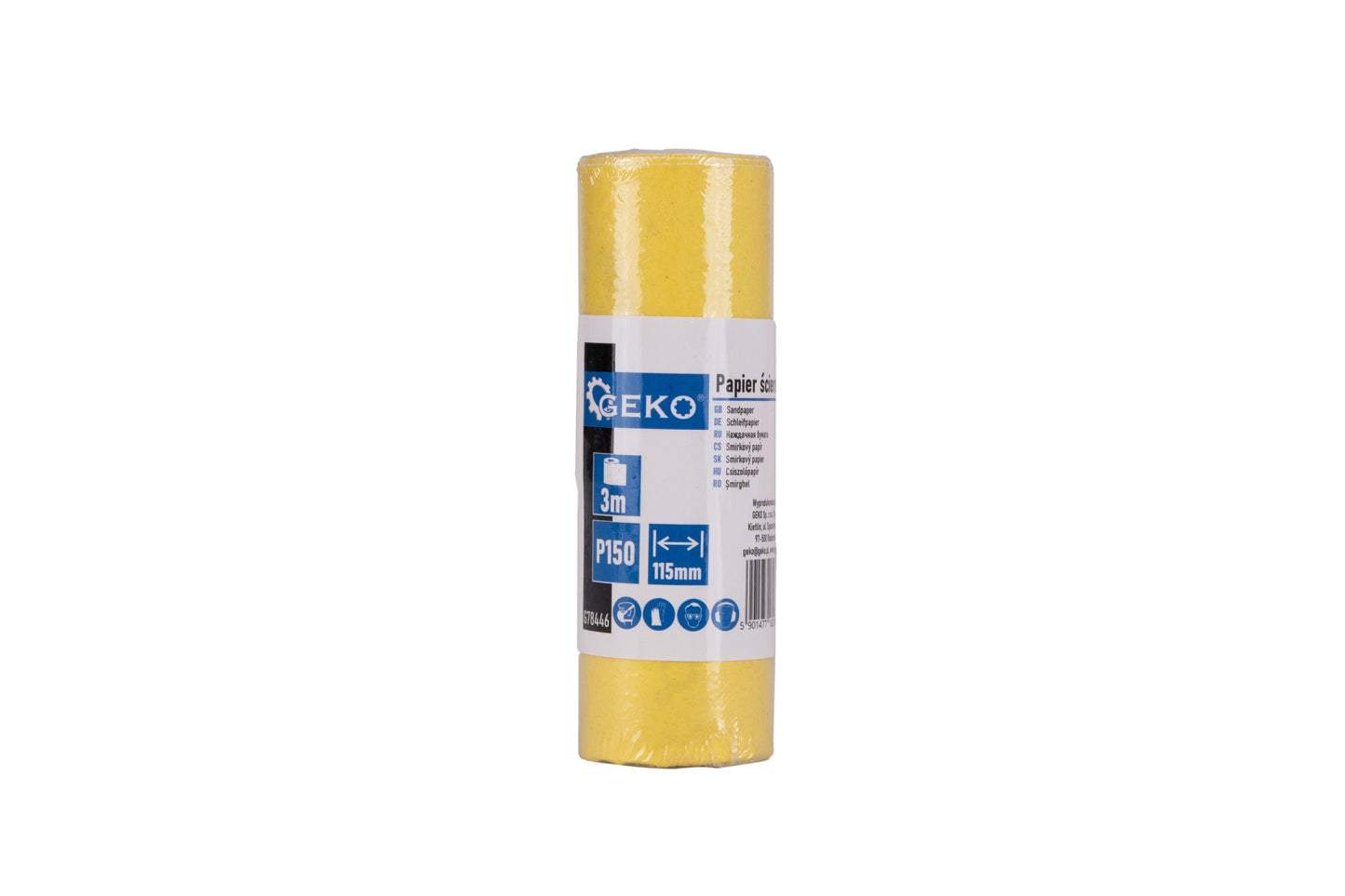 Rola hartie abraziva pentru slefuit, 115 mm x 3 m, P150, Geko G78446