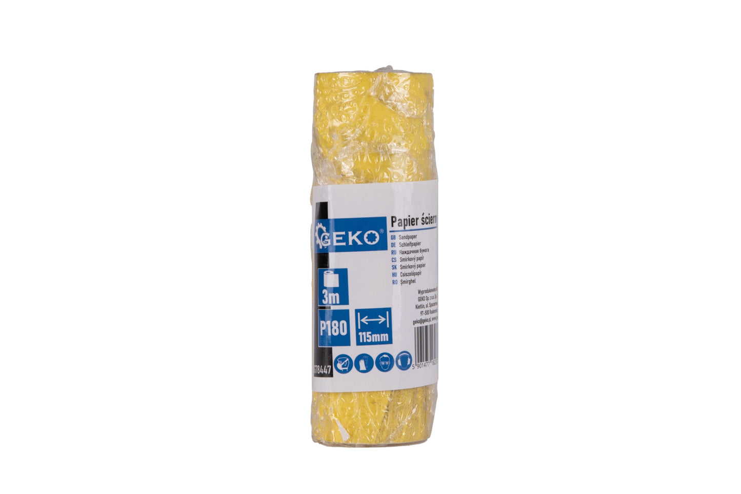 Rola hartie abraziva pentru slefuit, 115 mm x 3 m, P180, Geko G78447