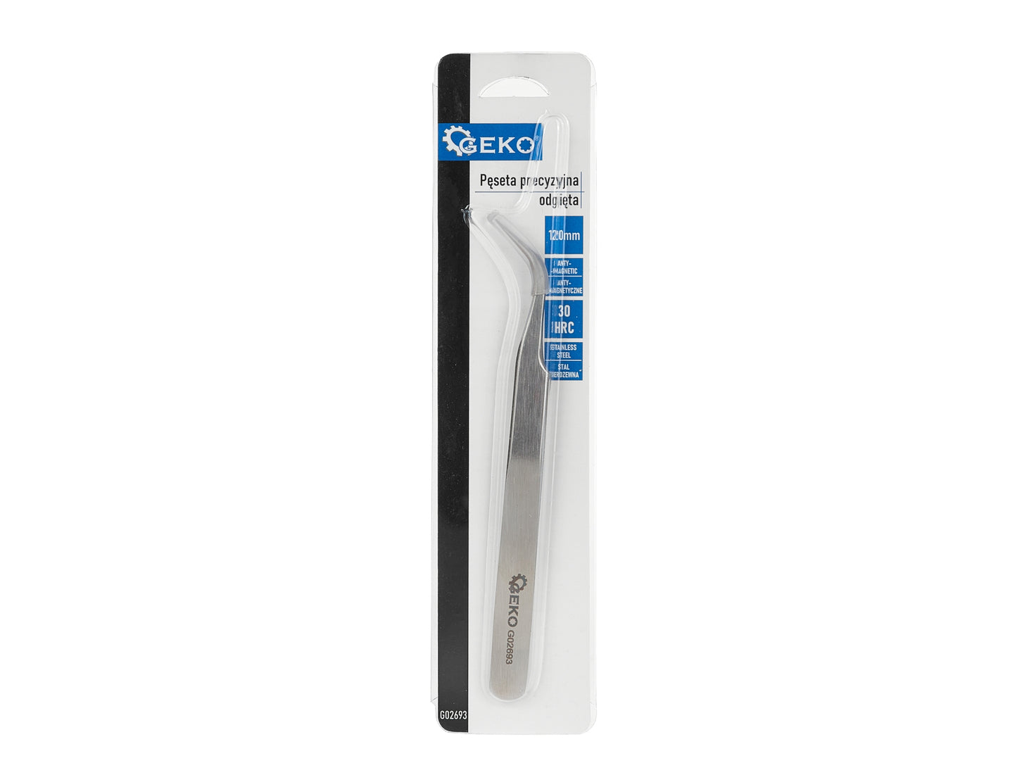 Penseta de precizie cu varf curbat, 120 mm, Geko G02693