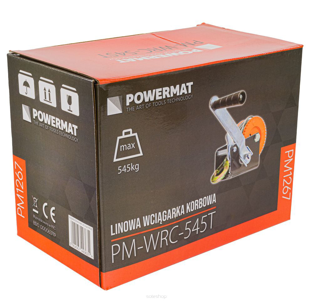 Troliu manual PM-WRC-545T, cablu 10 m, greutate maxima suportata 545 kg, Powermat PM1267