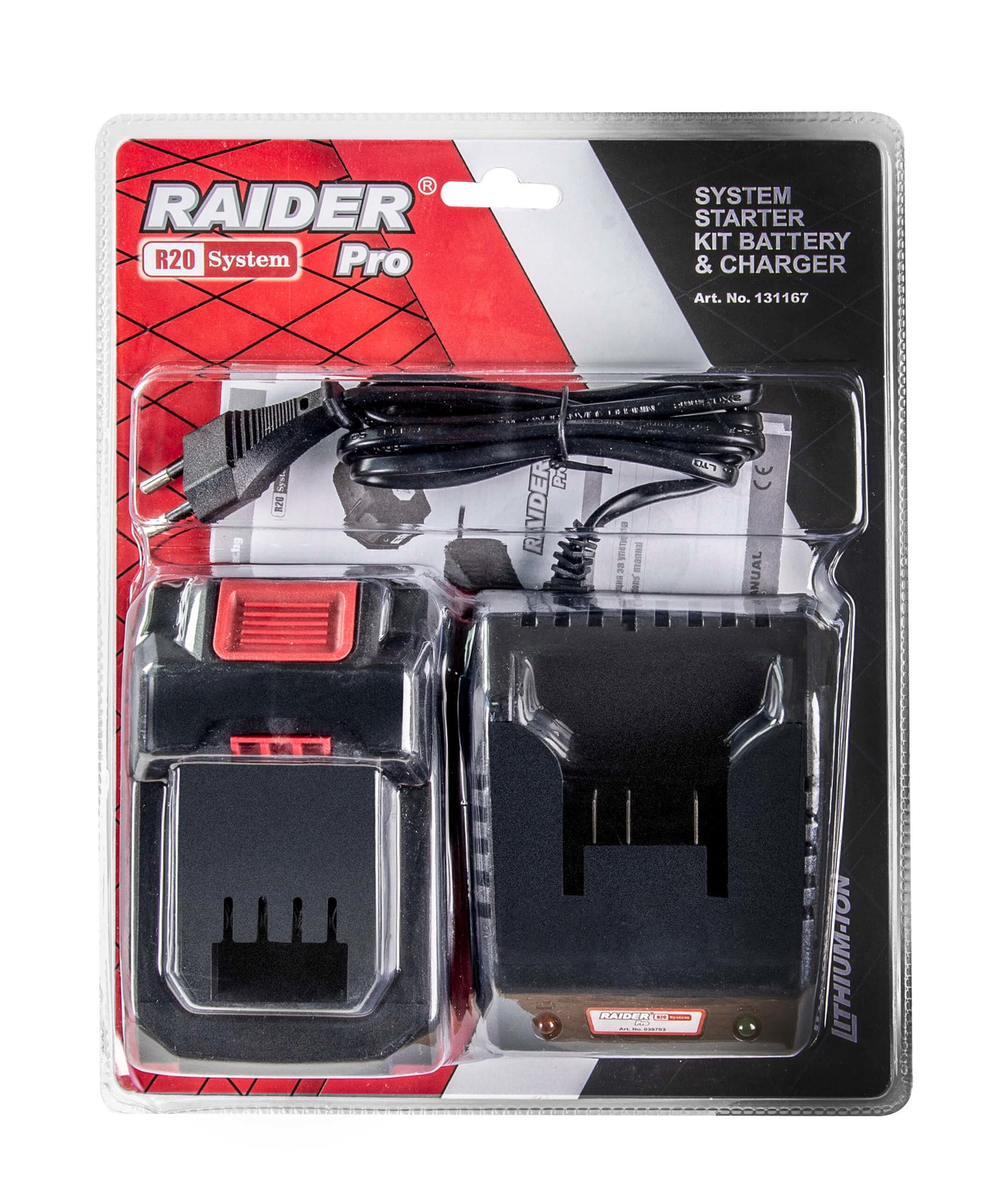 Set incarcator si acumulator pentru RDP-R20, 20 V, 4 Ah, Raider 131167