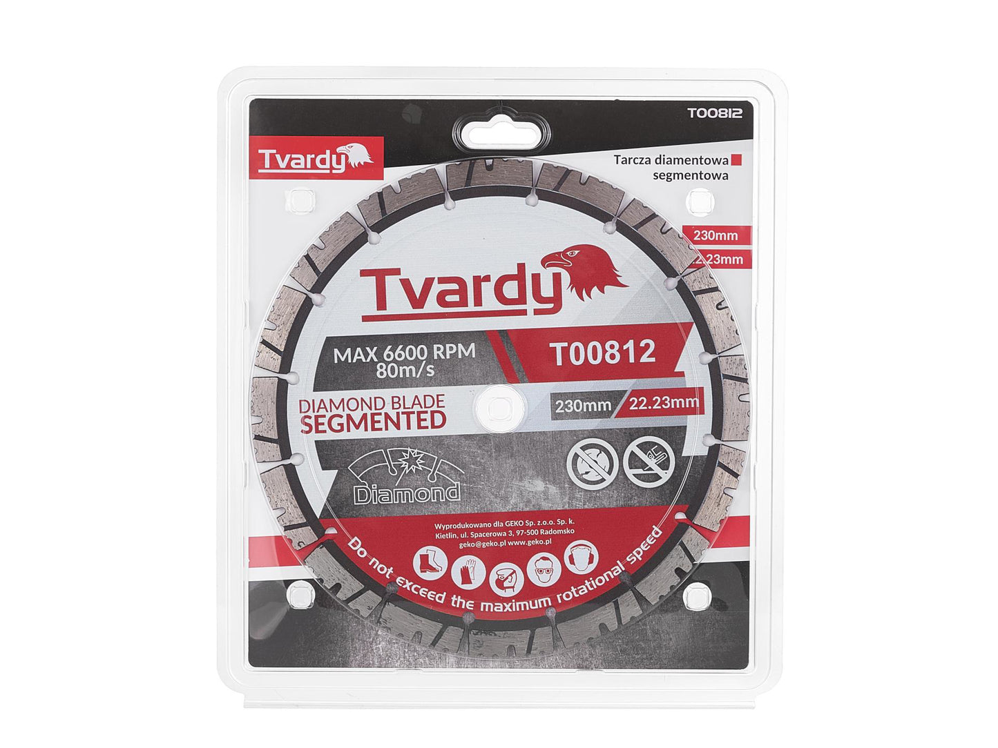 Disc diamantat segmentat, 230 x 12 x 22.23 mm, Tvardy T00812
