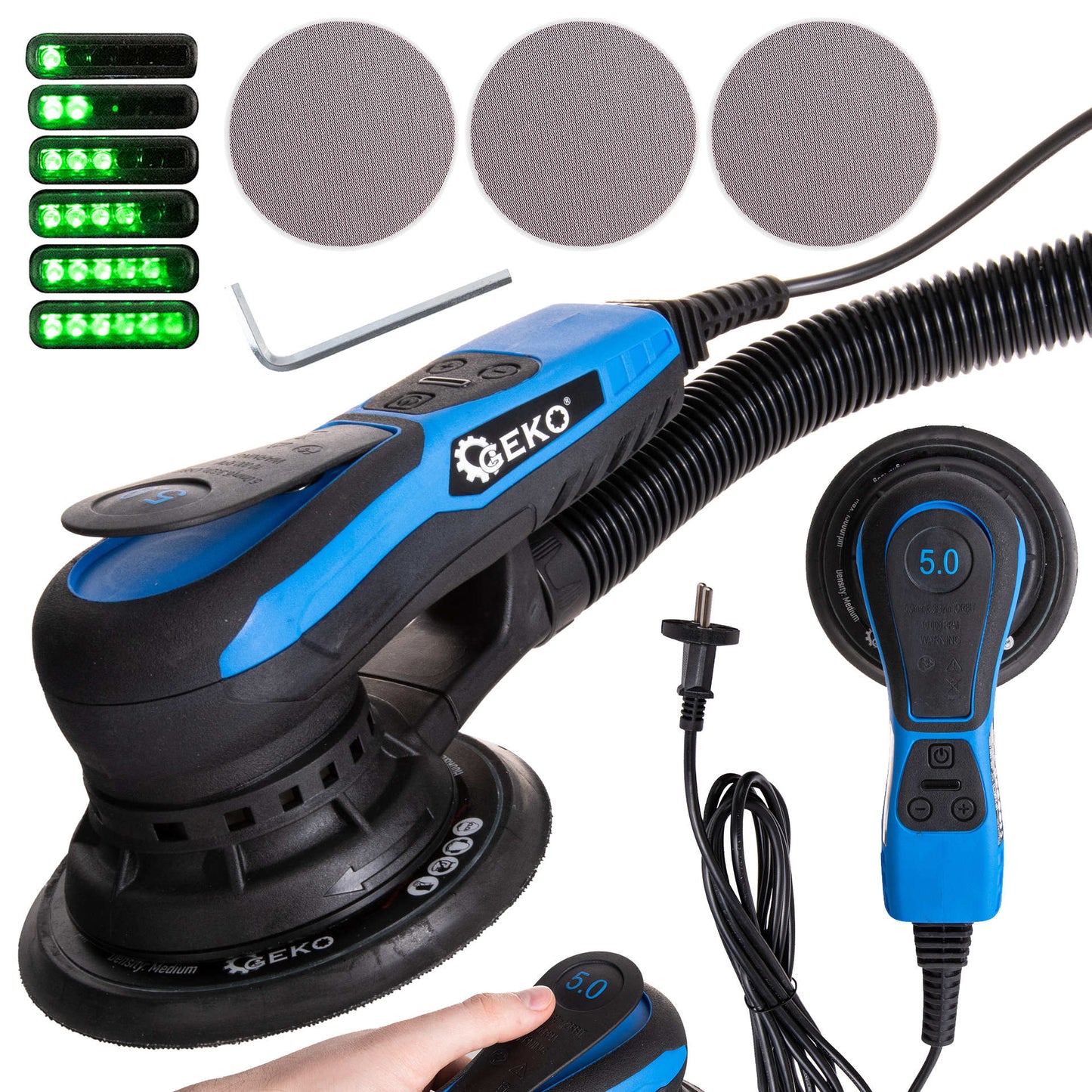Slefuitor cu excentric fara perii, 150 mm, 350 W, viteza variabila, Geko G80811