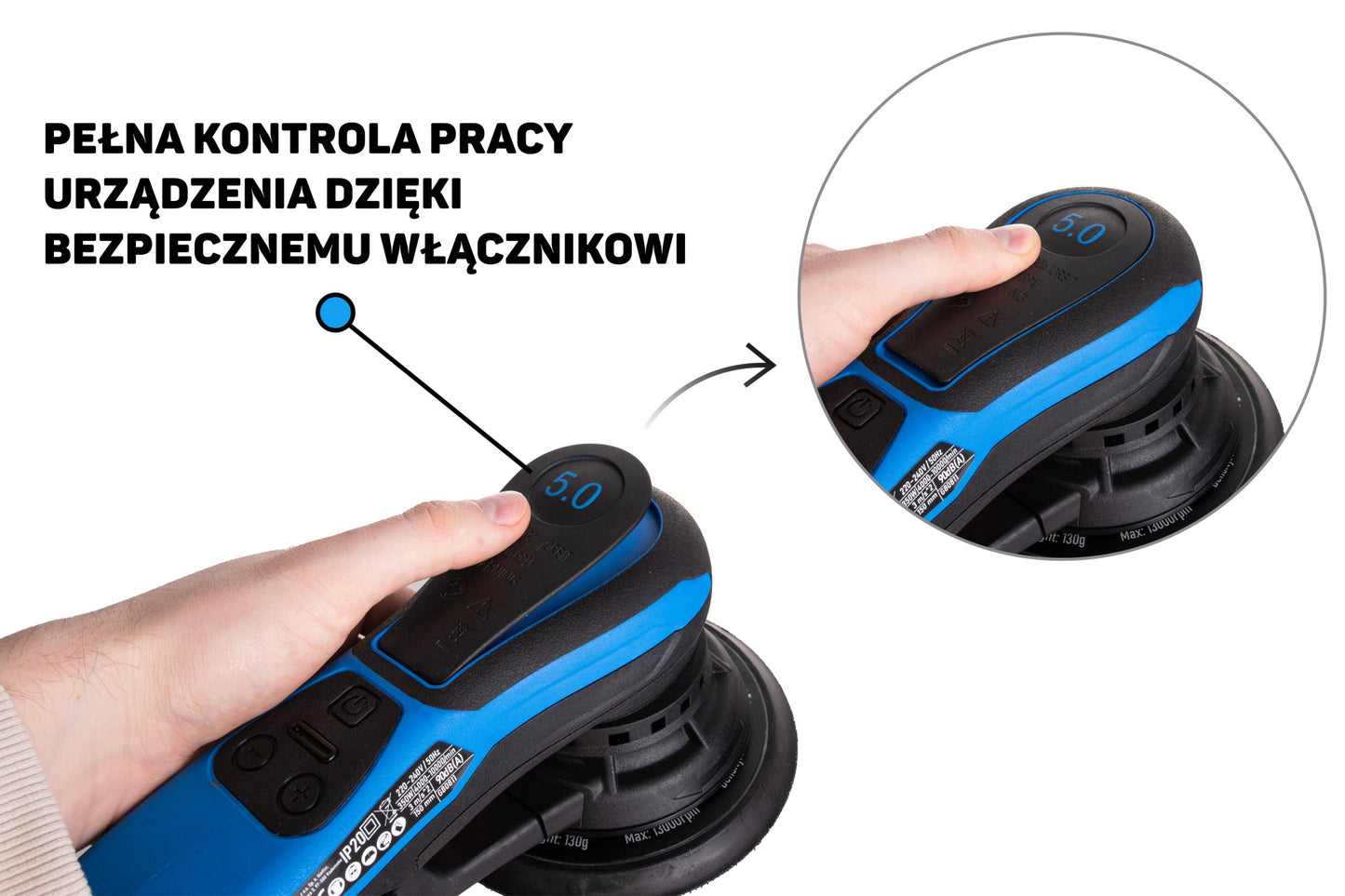 Slefuitor cu excentric fara perii, 150 mm, 350 W, viteza variabila, Geko G80811