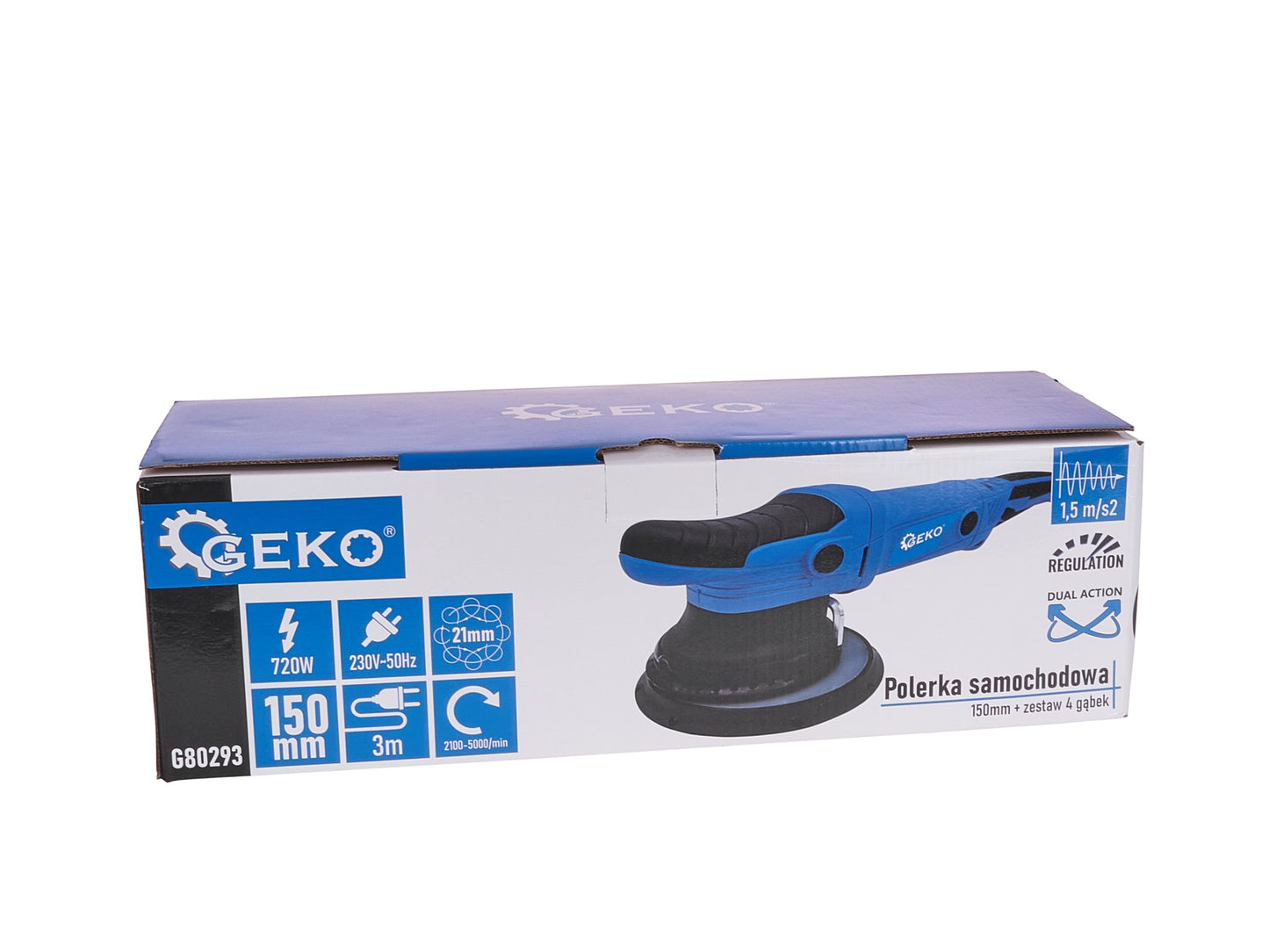 Set masina polish auto Dual Action cu reglare de 150 mm, 4 bureti, Geko Premium G80293