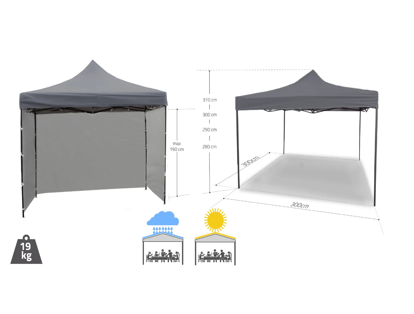 Pavilion pentru gradina Sunwaal, 300 x 300 cm, MalTec 111247
