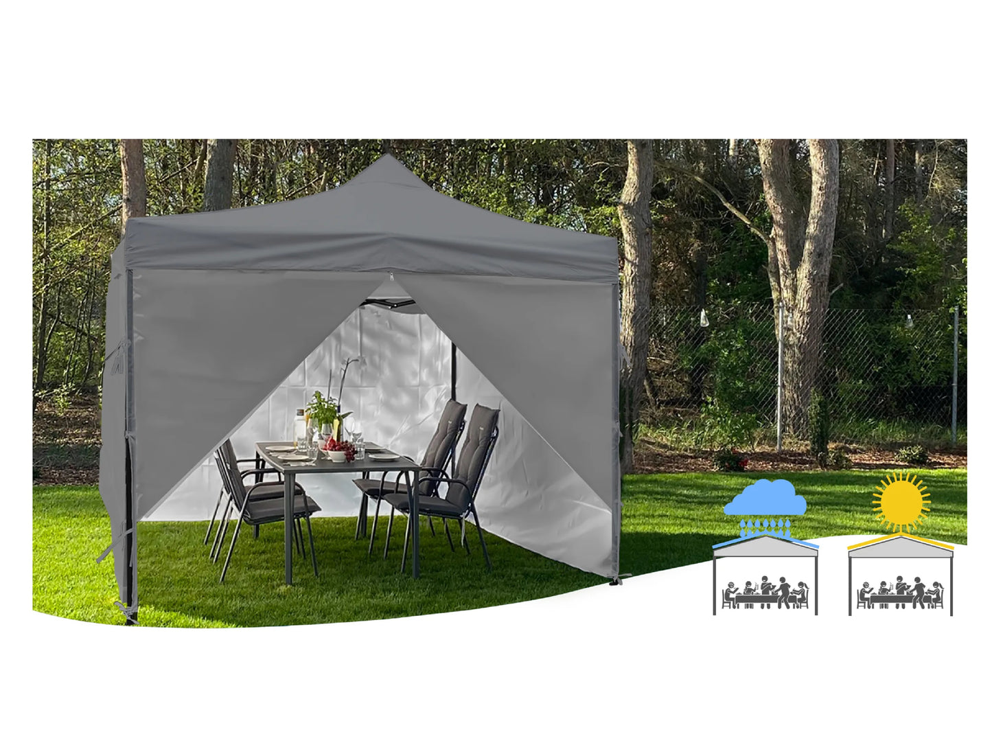 Pavilion de gradina Sunwaal, gri, 300 x 300 cm, MalTec 111248