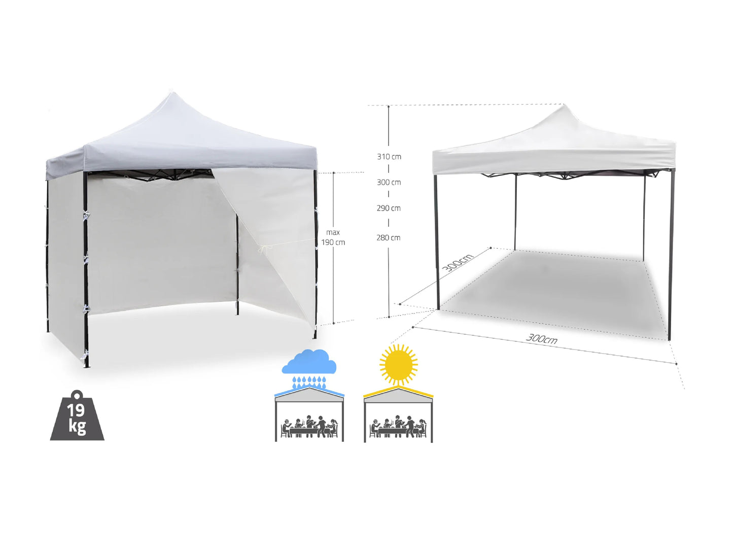 Pavilion de gradina Sunwaal alb, 300 x 300 cm, MalTec 111250