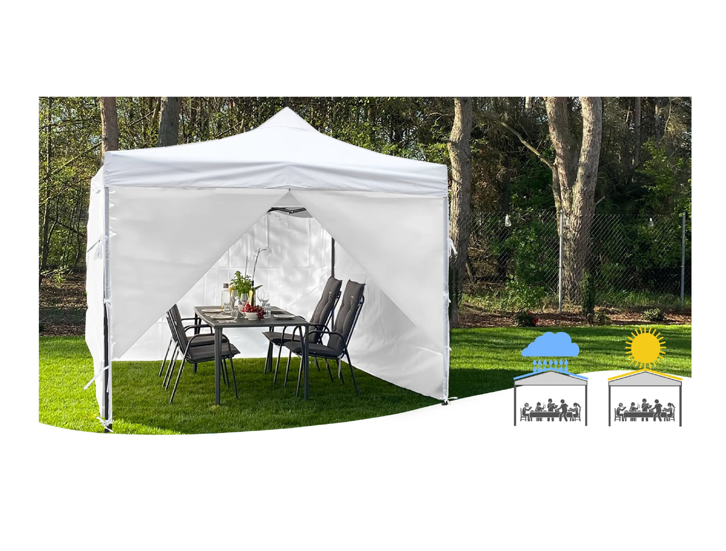 Pavilion de gradina Sunwaal alb, 300 x 300 cm, MalTec 111250