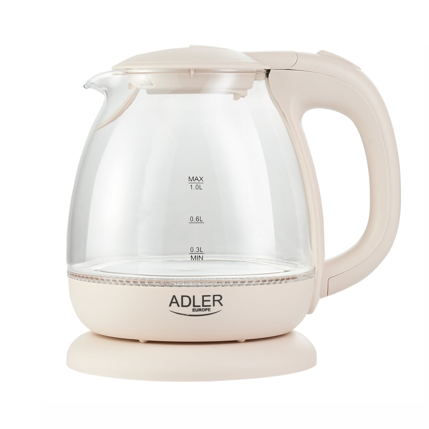 Fierbator electric din sticla, 1 l, 1100 W, gri, Adler AD1283g