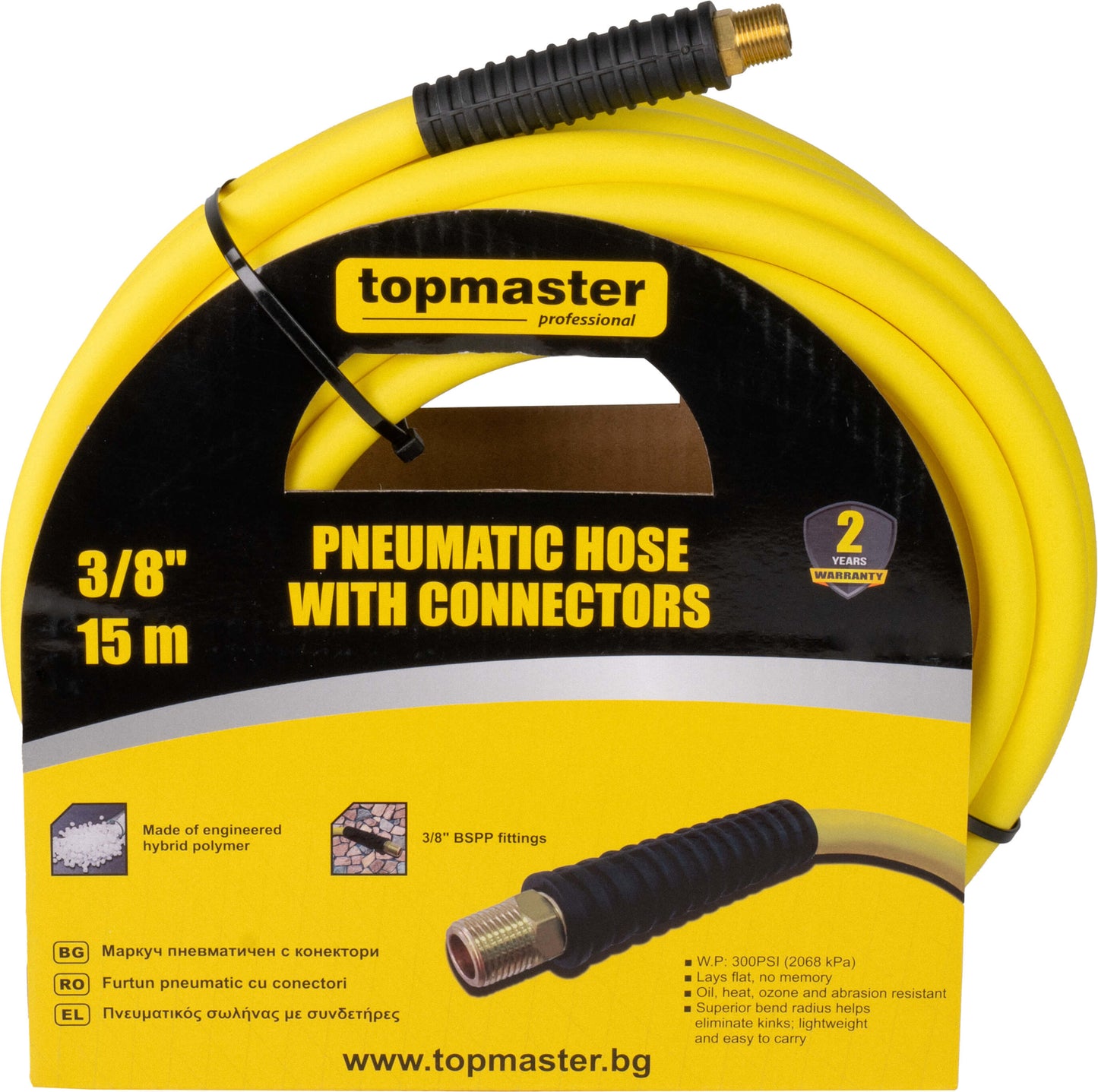 Furtun pneumatic cu conectori, 3/8", 15 m, Topmaster 344109