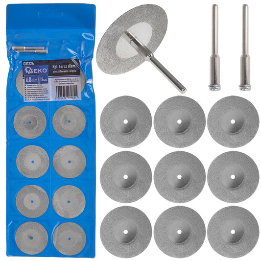Set discuri diamantate pentru taiere, 40 mm, 12 elemente, Geko G81224