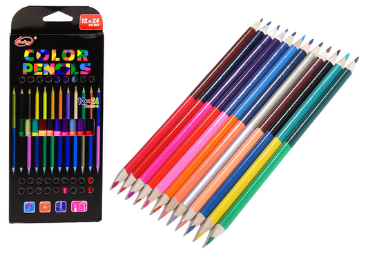 Set creioane colorate cu 2 capete, 24 culori, Lean 20031