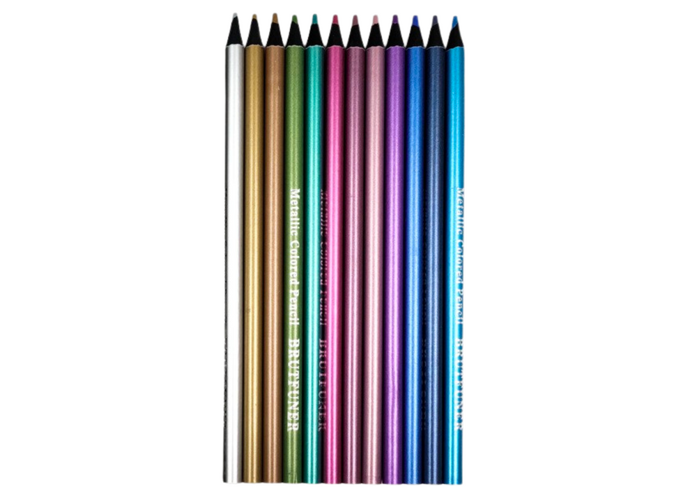 Set creioane colorate metalice, 12 culori, Lean 20198
