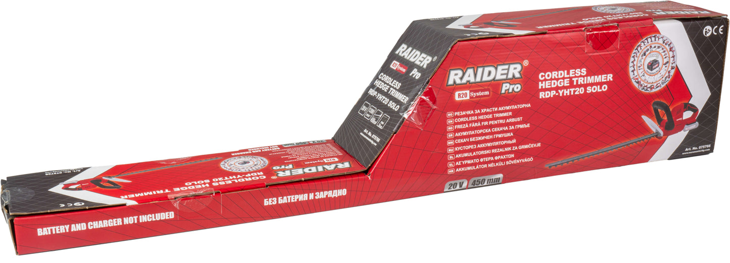 Foarfeca electrica pentru gard viu  Solo (fara acumulator si incarcator) RDP-YHT20, 45 cm, 14 mm, Raider 075766