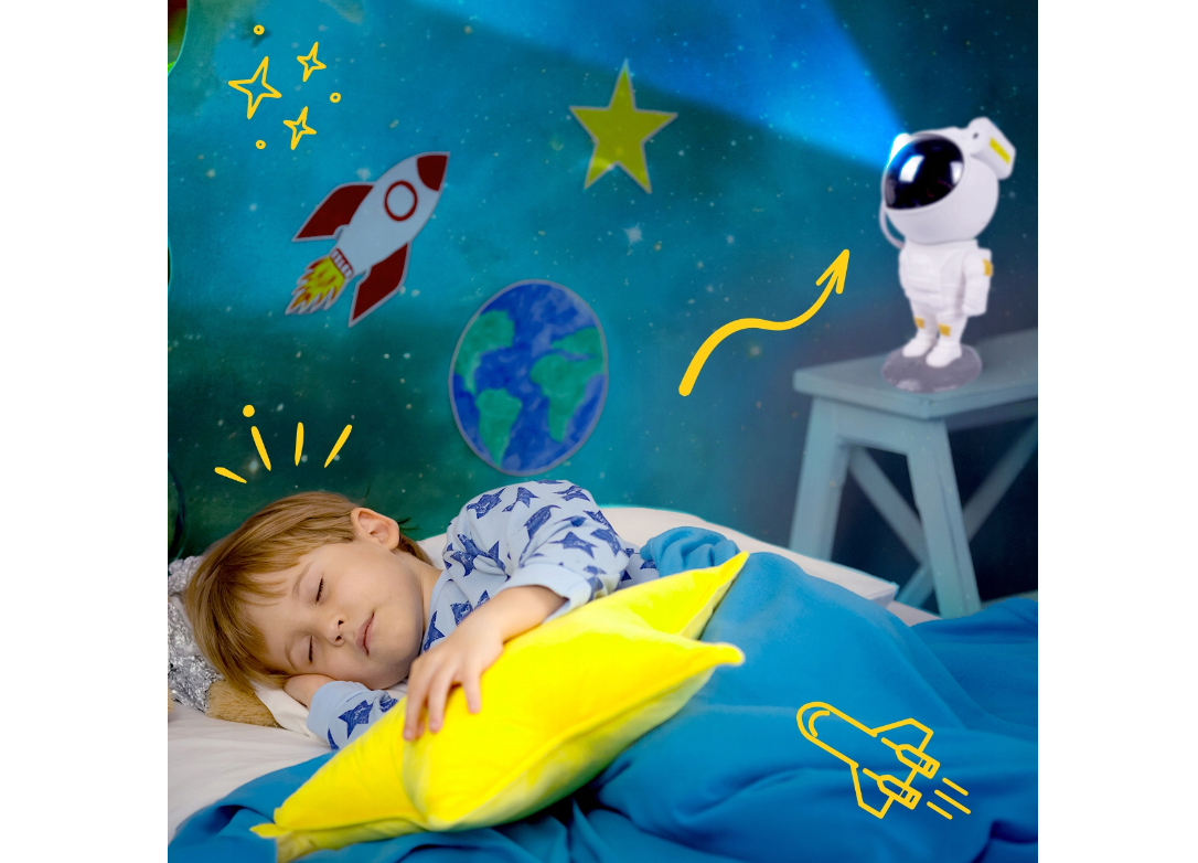 Lampa de veghe astronaut cu proiector si telecomanda, MalPlay 111872