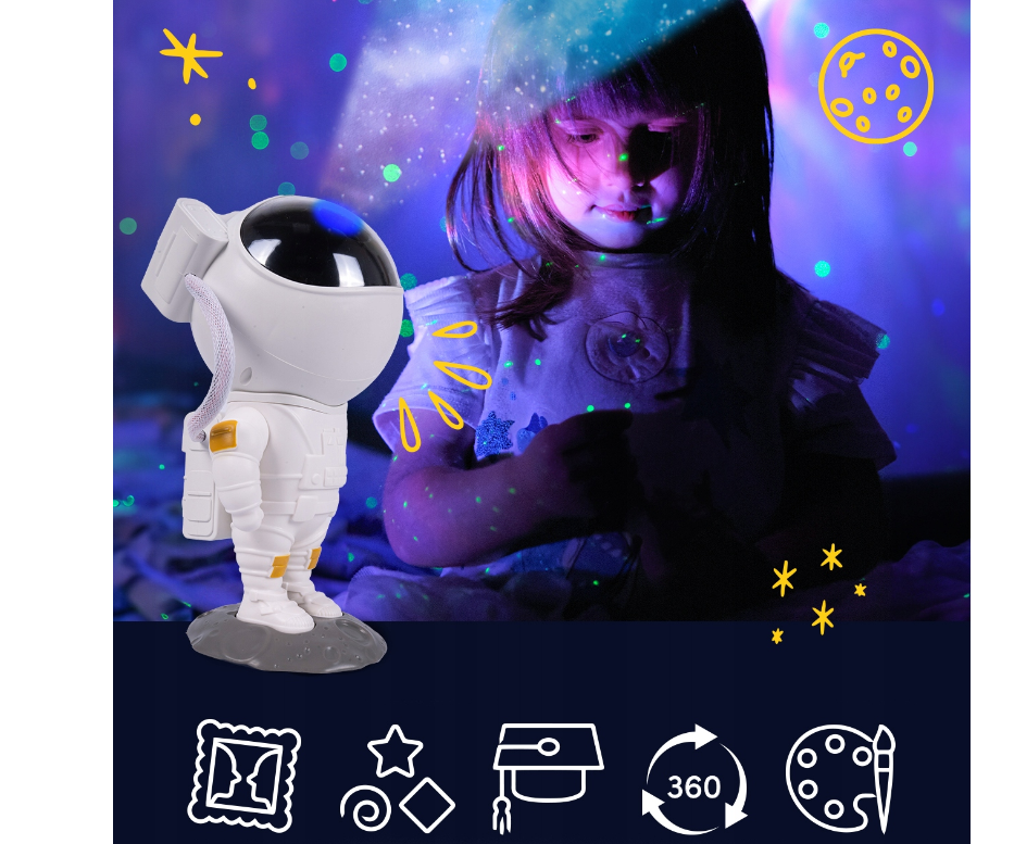 Lampa de veghe astronaut cu proiector si telecomanda, MalPlay 111872