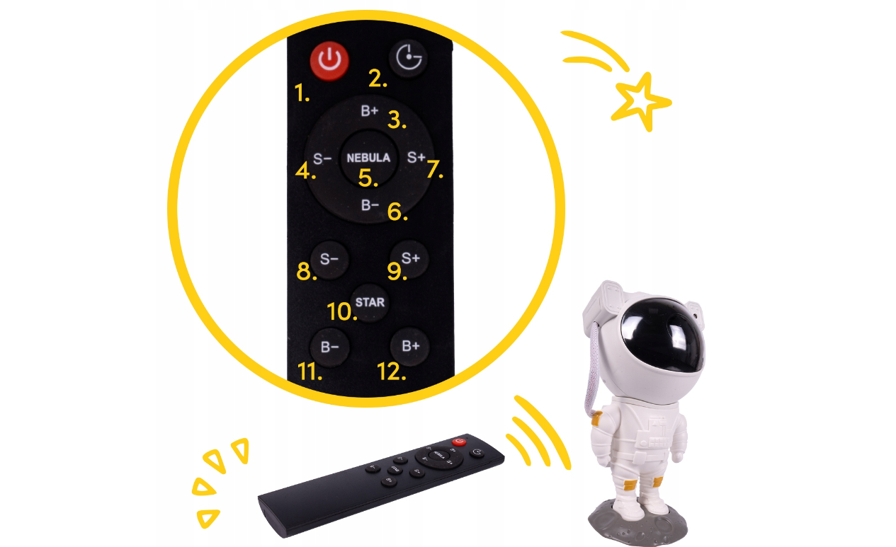 Lampa de veghe astronaut cu proiector si telecomanda, MalPlay 111872