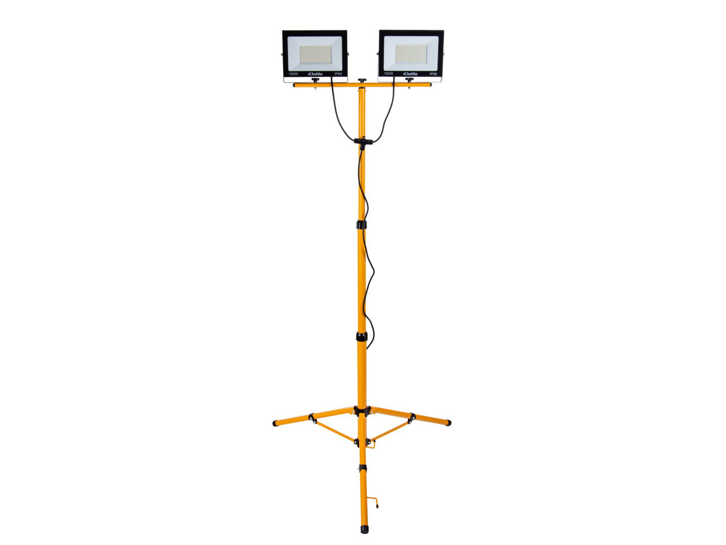 Proiector LED 2 x 100 W cu trepied telescopic pentru constructii, alb rece 6500 K, Keltin K02050