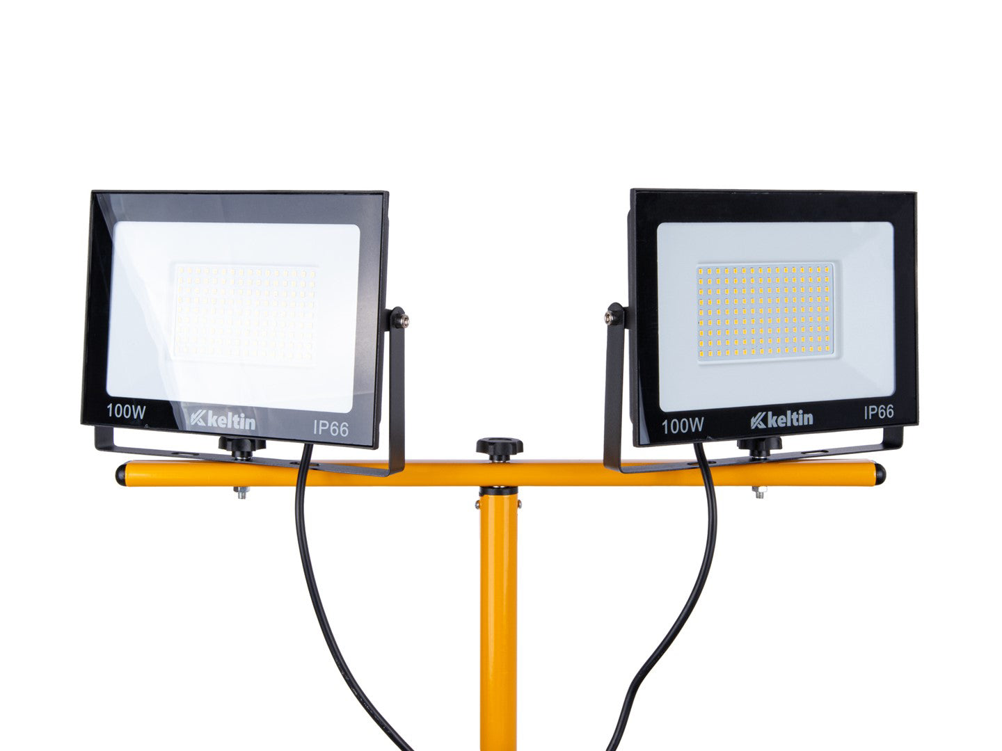 Proiector LED 2 x 100 W cu trepied telescopic pentru constructii, alb neutru, 4500 K, Keltin K02051