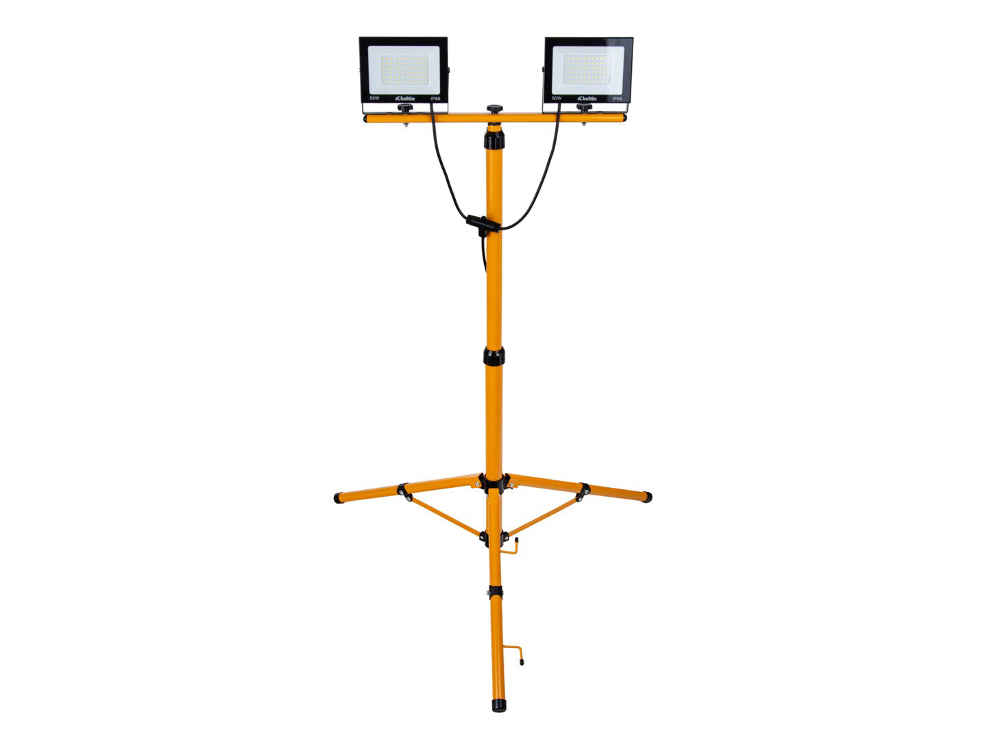 Proiector LED 2 x 50 W cu trepied telescopic, alb rece, 6500 K, Keltin K02053