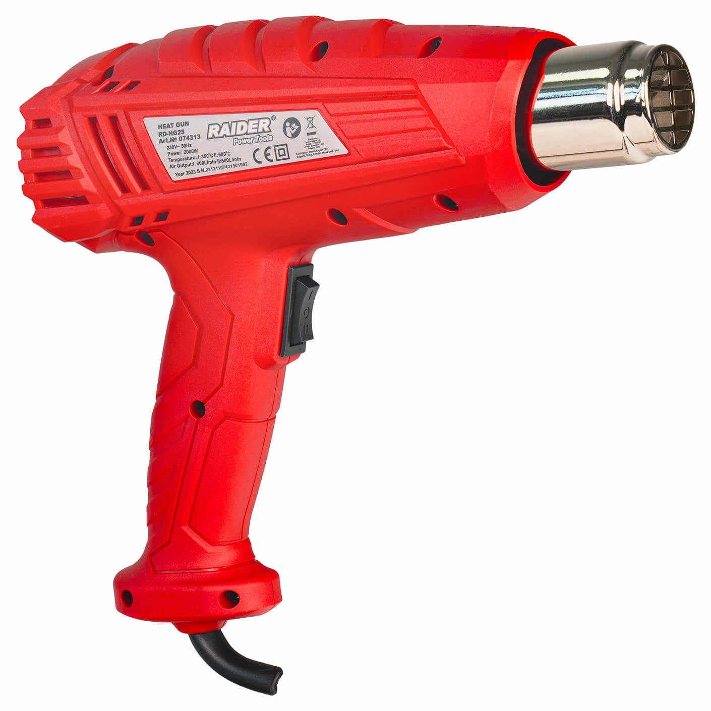 Set suflanta de aer cald cu 4 duze RDHG25, 2000 W, 2 trepte, Raider 074313
