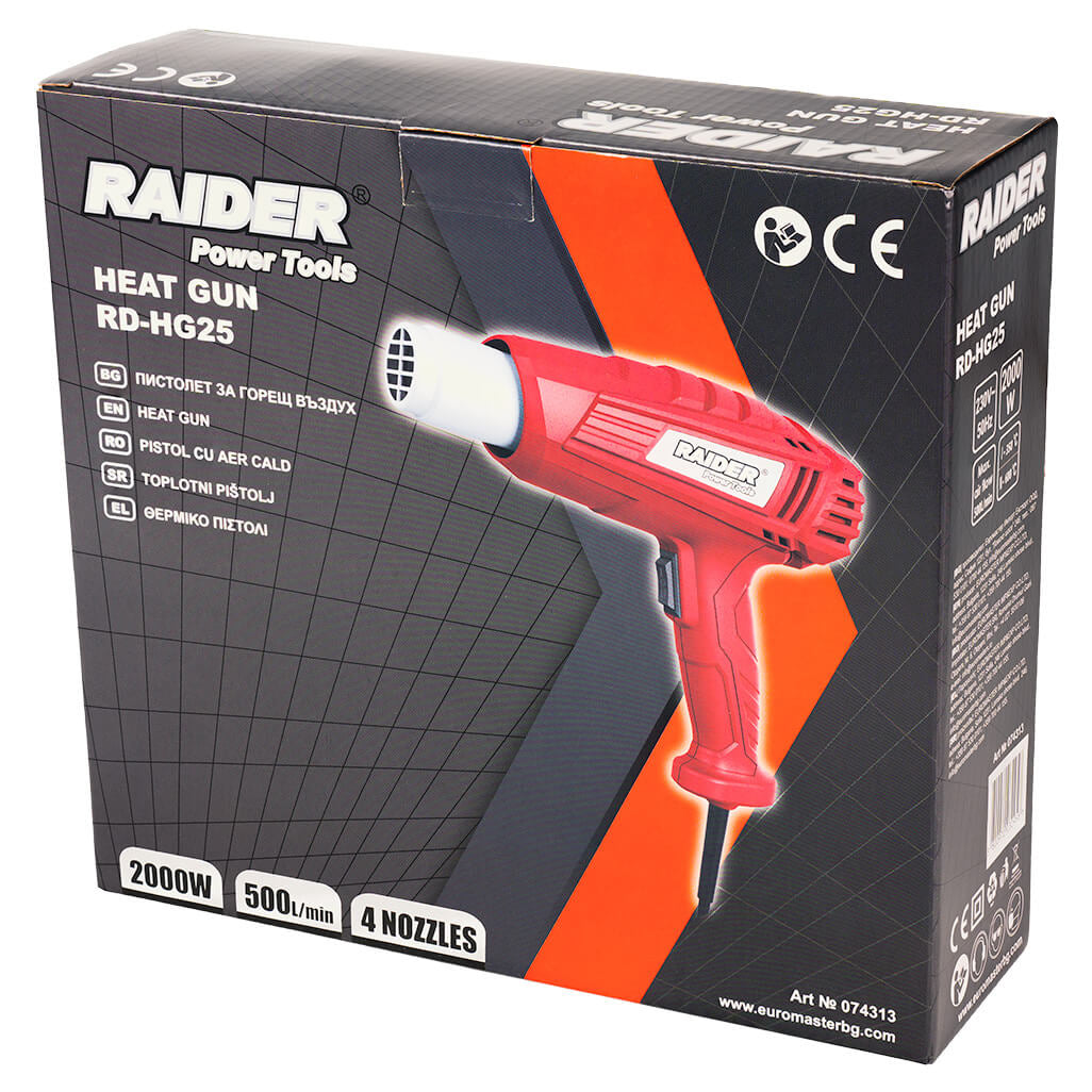 Set suflanta de aer cald cu 4 duze RDHG25, 2000 W, 2 trepte, Raider 074313