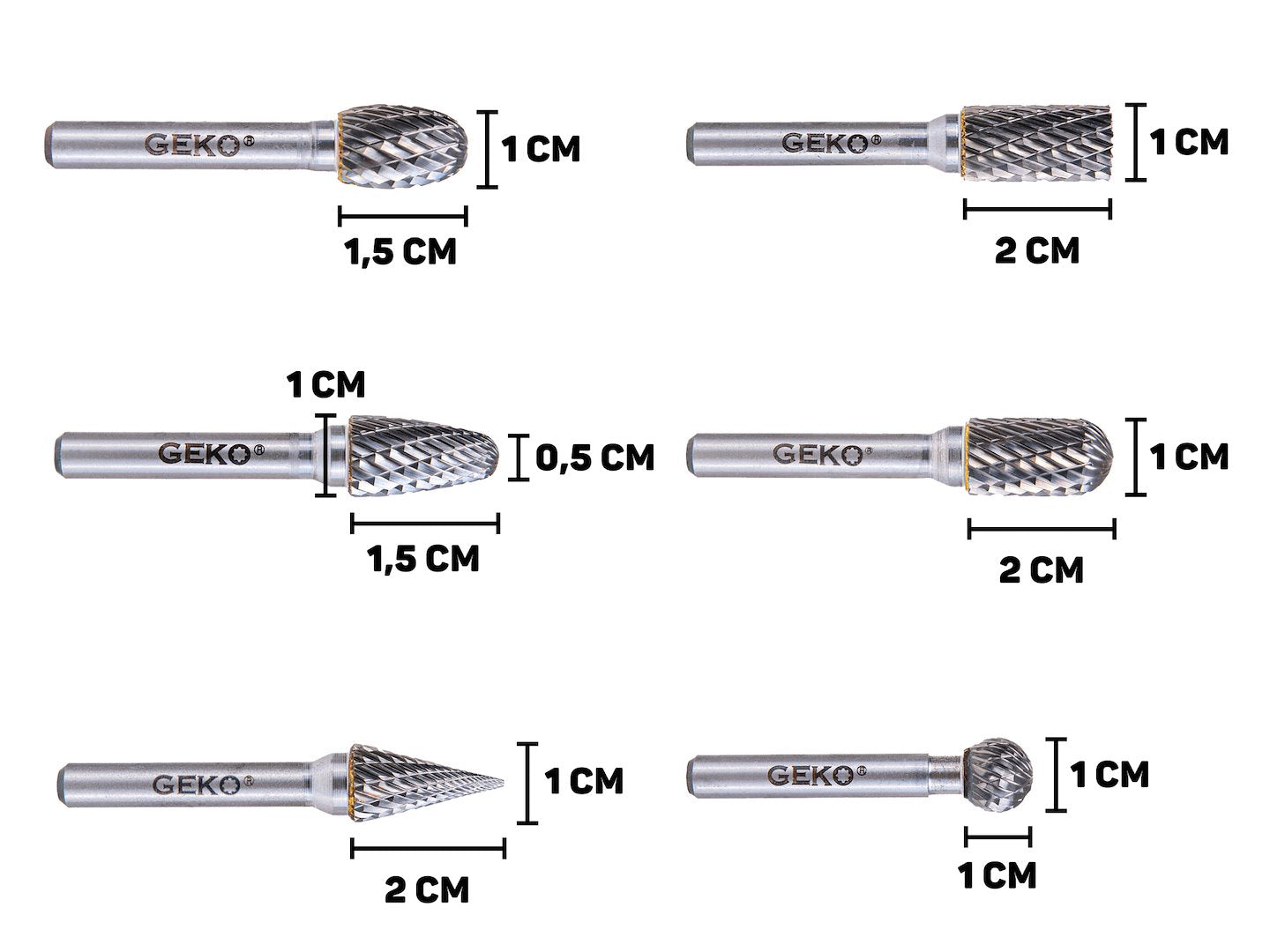 Set freze pentru metal, 6 mm, 6 elemente, Geko G37498
