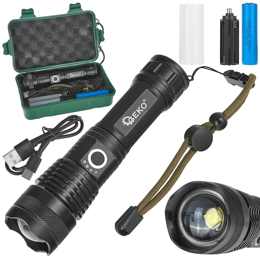 Lanterna LED tactila XHP50, 15 W, 1800 mAh, 1500 lm, IPX8, Geko G15122