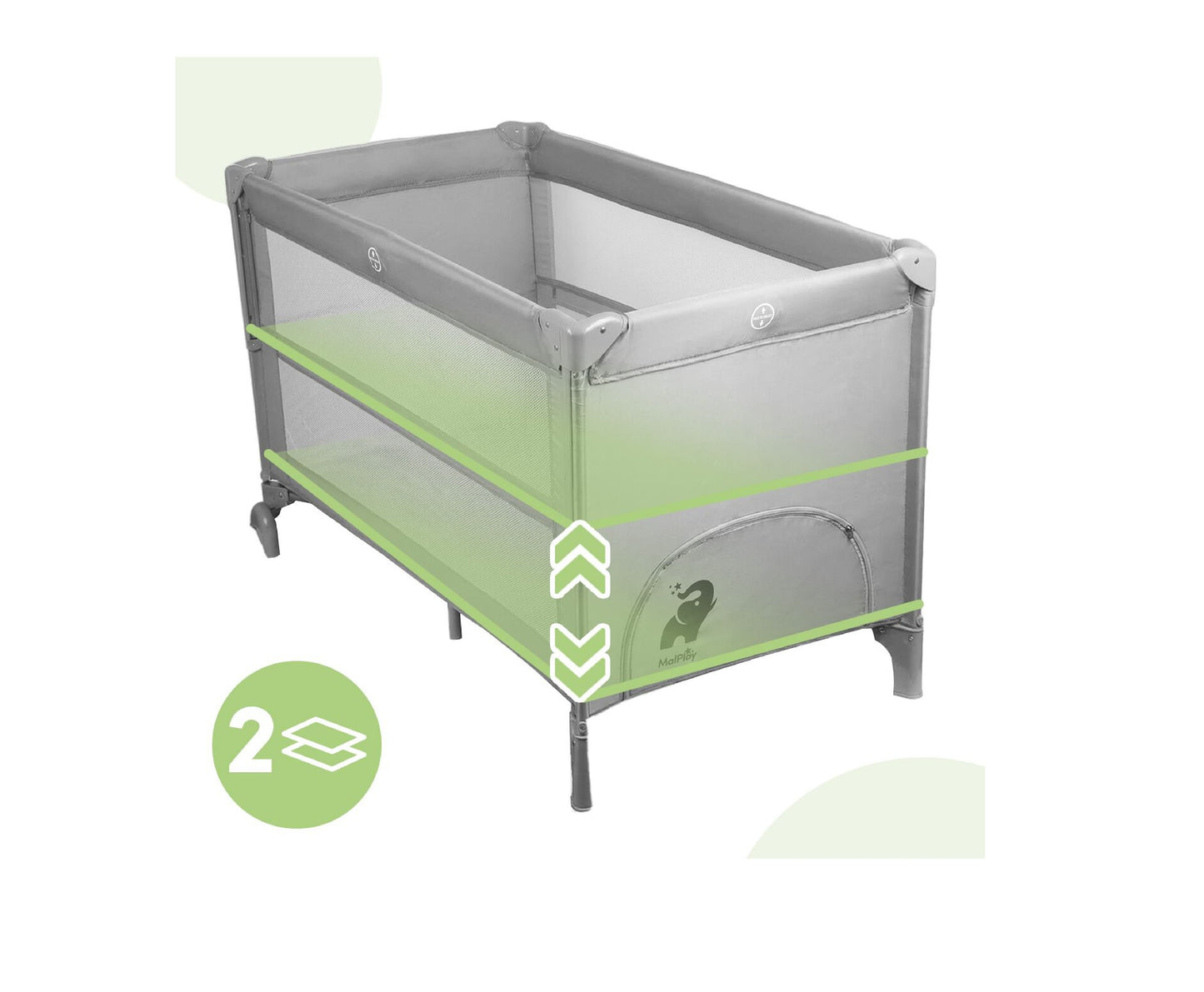 Patut pliabil de calatorie, 60 x 120 cm, gri, MalPlay 113842