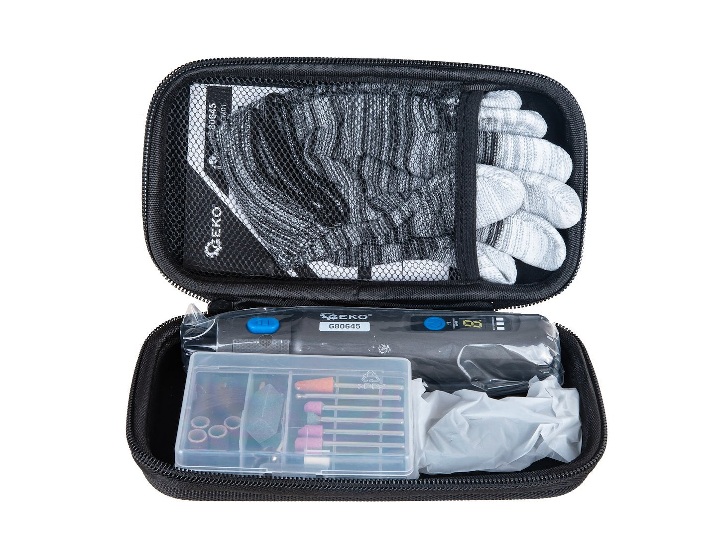 Mini polizor drept cu acumulator si accesorii, functie de control al vitezei, 3.6 V, Geko G80645