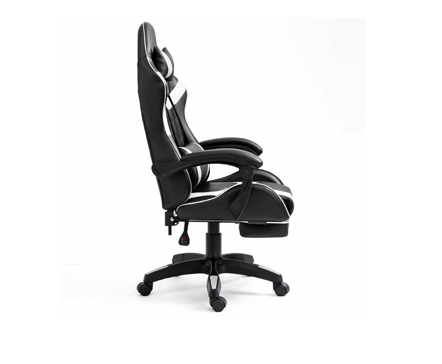 Scaun pentru gaming rotativ cu suport pentru picioare, negru / alb, Lean 30553