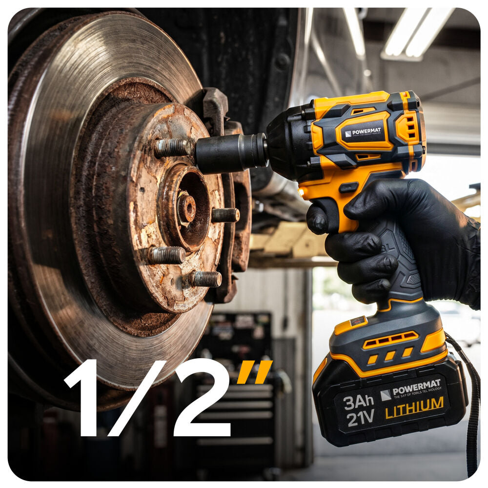 Cheie electrica de impact cu acumulator PM-AKU-21V-3M, 21 V, Powermat PM1410