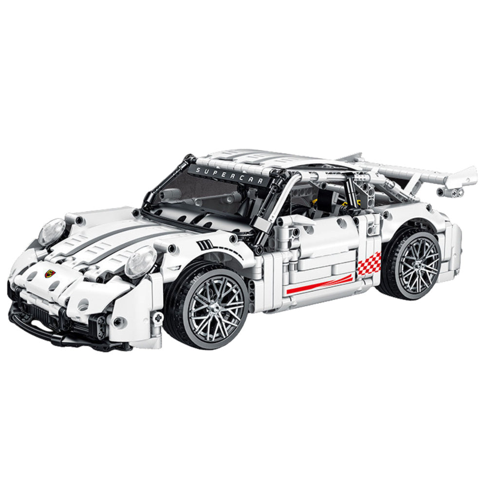Set de constructie masina de curse GT 1:14, alb, 1268 bucati, Lean 23707