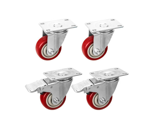 Set roti pivotante, 2 roti cu frana, 75 mm, capacitate maxima 100 kg, 4 bucati, Geko G71549