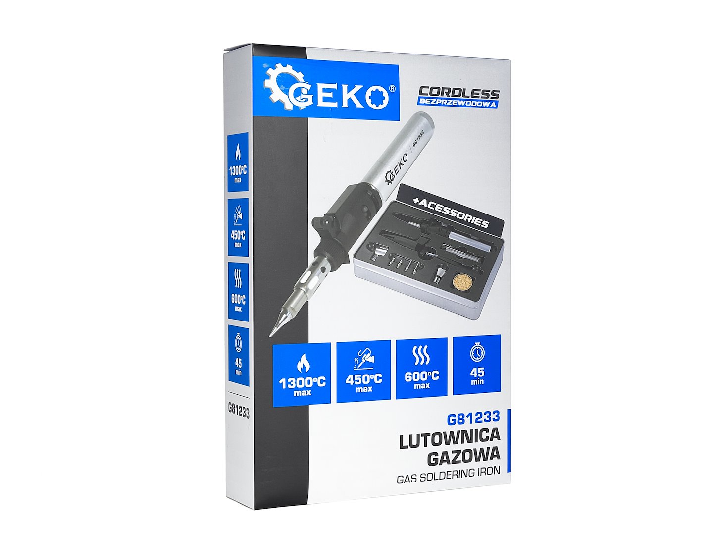 Set pistol de lipit cu gaz si accesorii, Geko G81233