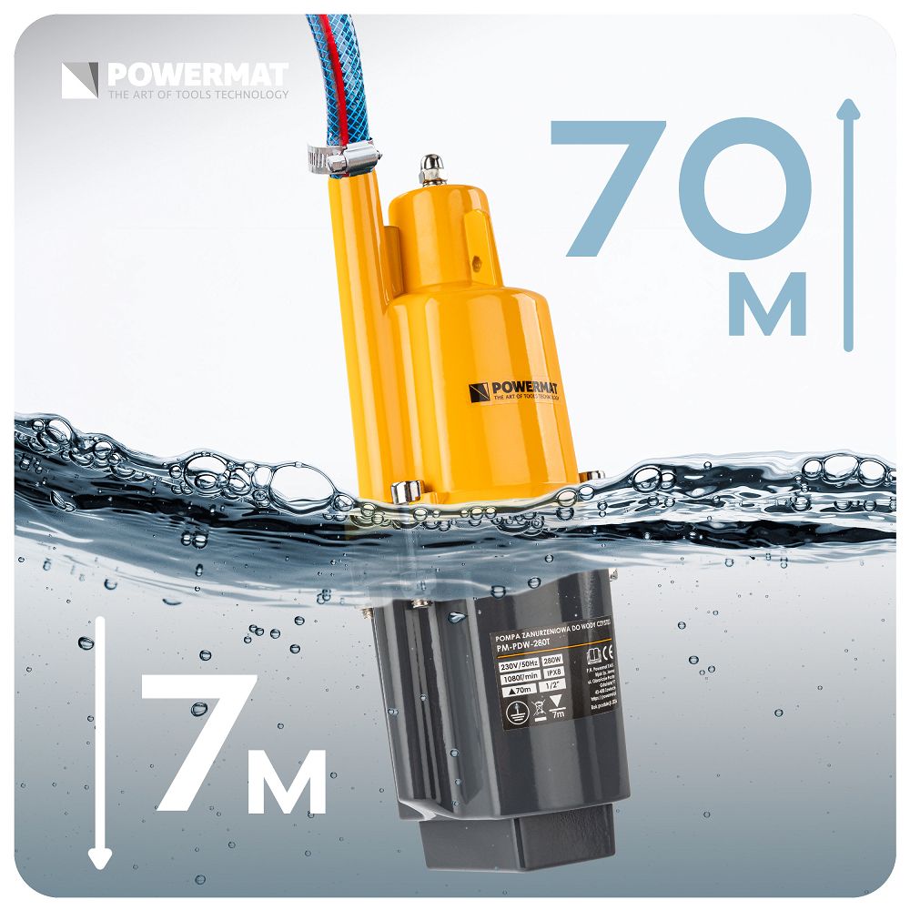 Pompa cu diafragma PM-PDW-280T, 280 W, 1080 l / h, Powermat PM1507