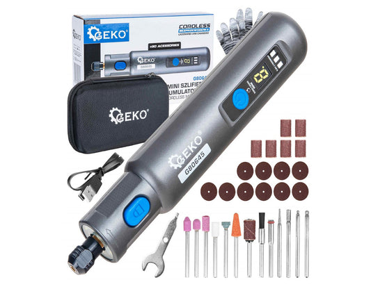 Mini polizor drept cu acumulator si accesorii, functie de control al vitezei, 3.6 V, Geko G80645